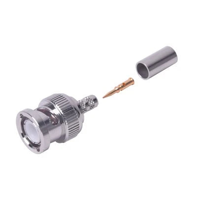 CONECTOR BNC MACHO DE ANILLO PLEGABLE PARA CABLE LMR-195, RG-58/U, RG-142/U, NÍQUEL/ ORO/ DELRIN.-Conectores-RF INDUSTRIES,LTD-Bsai Seguridad & Controles