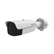 BALA IP DUAL / TÉRMICA 15 MM (384 X 288 ) / ÓPTICO 6 MM (4 MEGAPIXEL) / 40 MTS IR / IP66 / POE / TERMOMÉTRICA / DETECCIÓN DE TEMPERATURA-Cámaras IP-HIKVISION-Bsai Seguridad & Controles