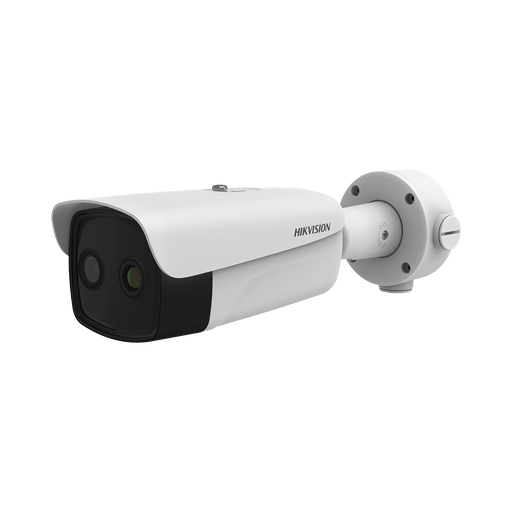 BALA IP DUAL / TÉRMICA 15 MM (384 X 288 ) / ÓPTICO 6 MM (4 MEGAPIXEL) / 50 MTS IR / IP66 / POE / TERMOMÉTRICA / DETECCIÓN DE TEMPERATURA-Cámaras IP-HIKVISION-DS-2TD2637-25/P-Bsai Seguridad & Controles