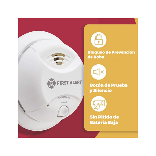 DETECTOR DE HUMO AUTÓNOMO, NO REQUIERE PANEL, BATERÍA SELLADA DE LITIO POR 10 AÑOS, SENSOR POR IONIZACIÓN, SIN CABLEADO-Detectores de Incendio y Gases-FIRST ALERT-SA350B-Bsai Seguridad & Controles