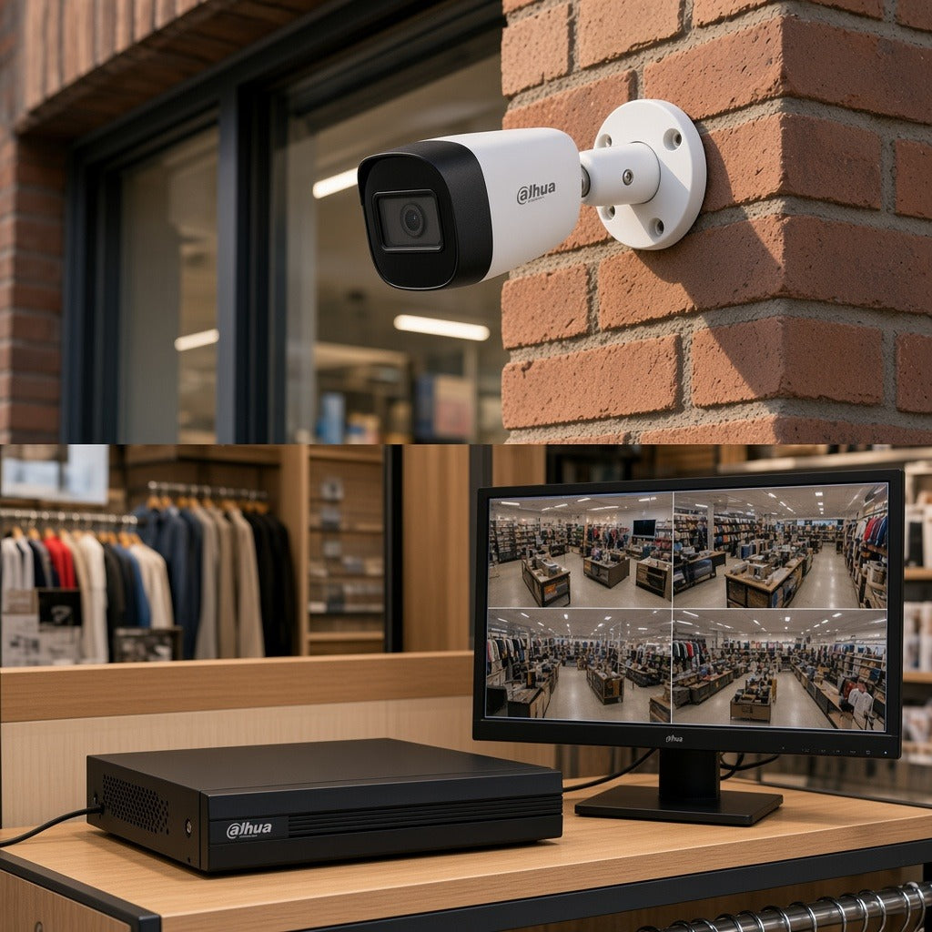 DAHUA KITXVR5104HS4KLI3+4HFW1500CMA- KIT DE 4 CANALES DE 5 MP CON AUDIO/ DVR WIZSENSE CON RECONOCIMIENTO DE ROSTROS/ H.265+/ 4 CAMARAS METALICAS/ 4 CH + 1 IP O HASTA 5 CH IP/ 4 CH SMD PLUS/ BUSQUEDA DE HUMANOS Y VEHICULOS/ ACCESORIOS [DHT0250013] instalado