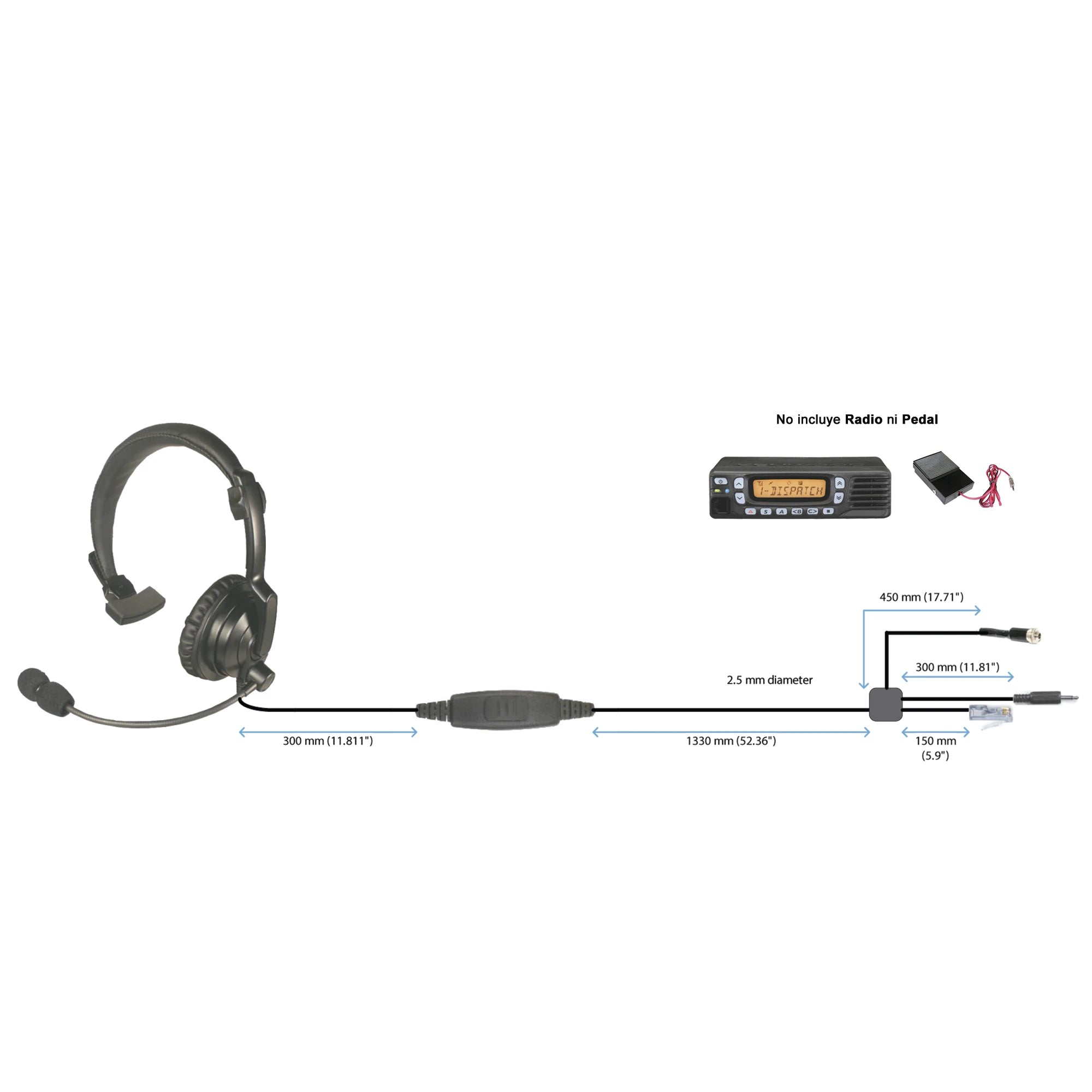DIADEMA LIGERA DE 1 AURICULAR ACOLCHONADO PARA RADIOS MÓVILES KENWOOD CON CANCELACIÓN DE RUIDO-Accesorios para KENWOOD-PRYME-Bsai Seguridad & Controles