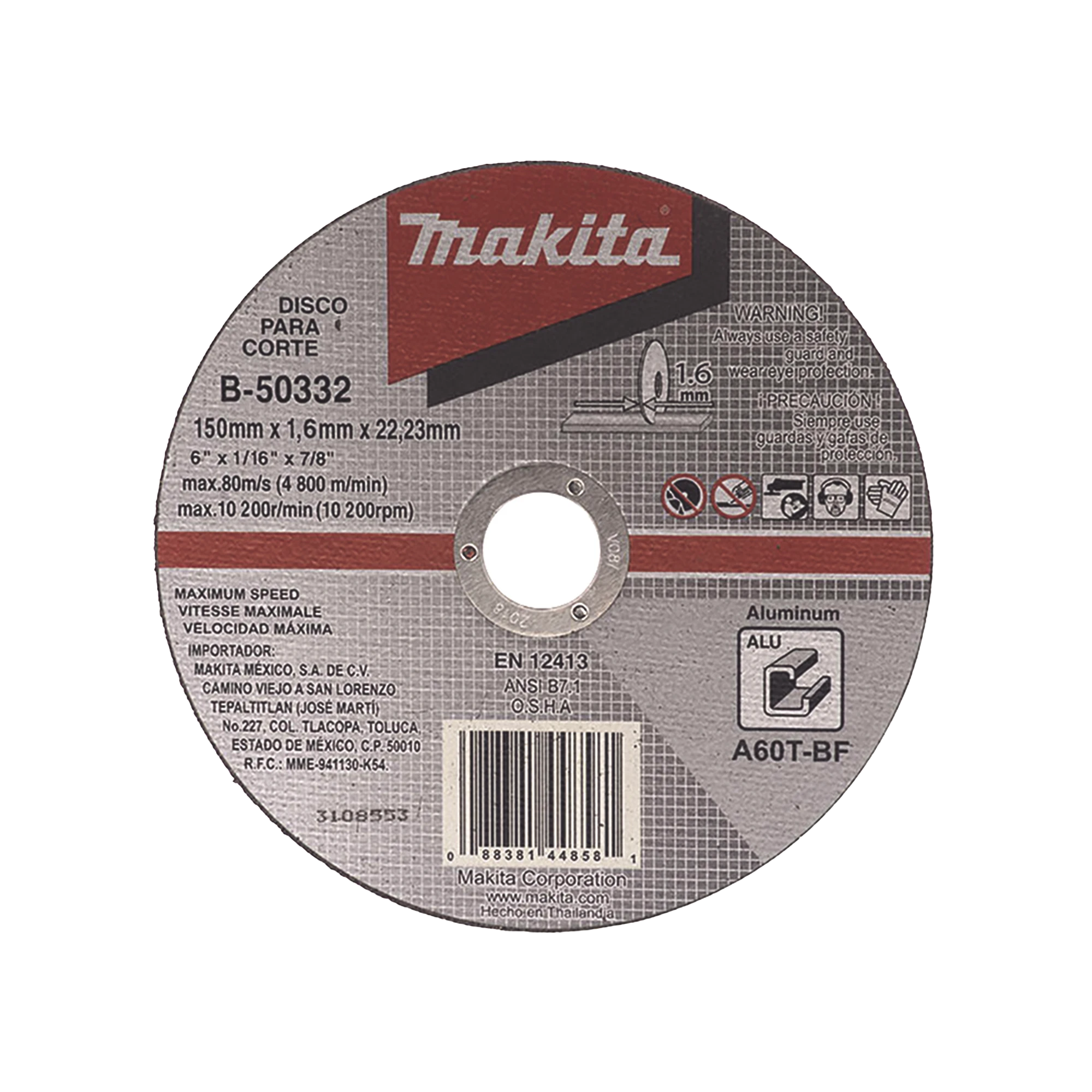 DISCO DE CORTE PARA ALUMINIO DE 4 1/2"-Herramientas-MAKITA-Bsai Seguridad & Controles