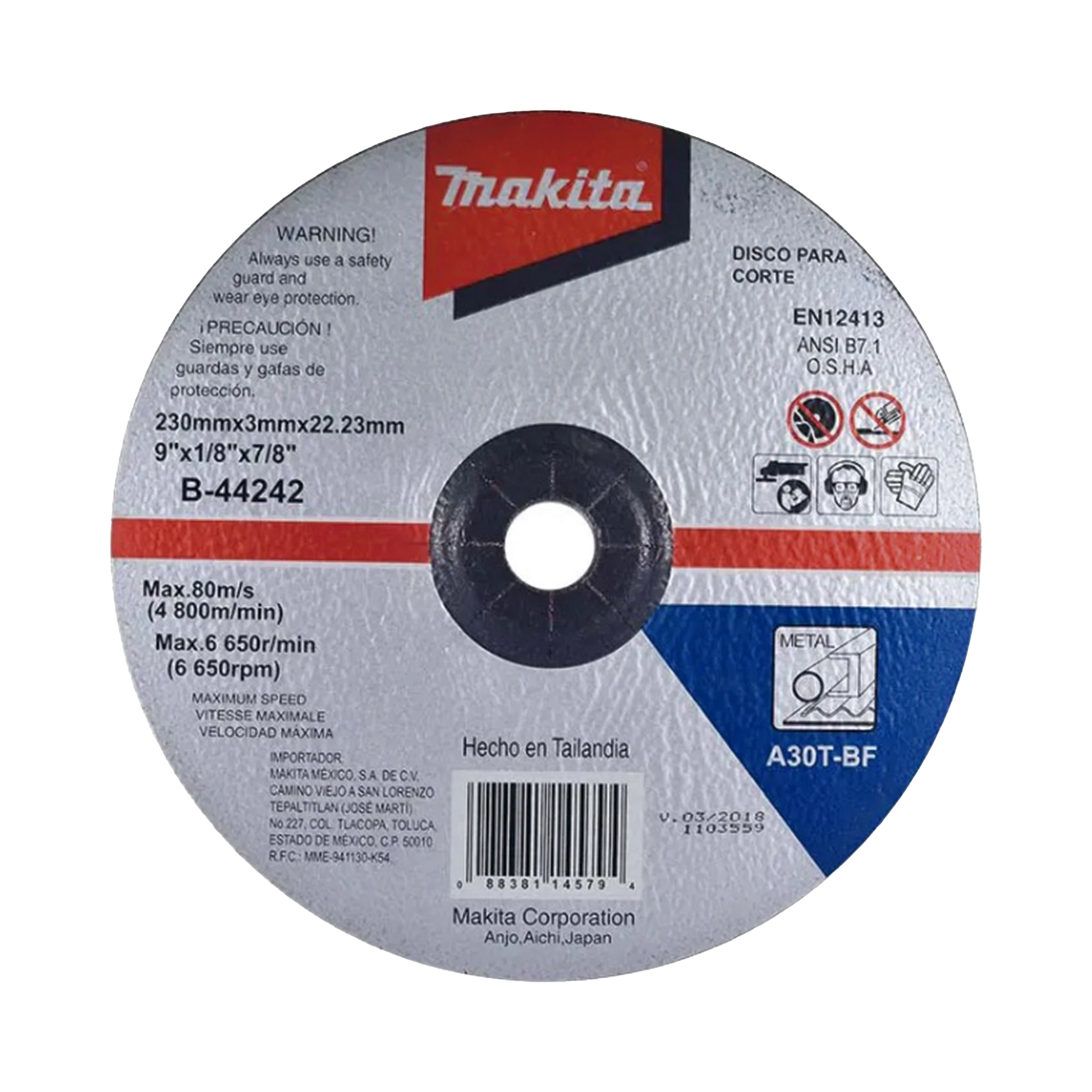 DISCO DE CORTE PARA METAL DE 9"-Herramientas-MAKITA-Bsai Seguridad & Controles