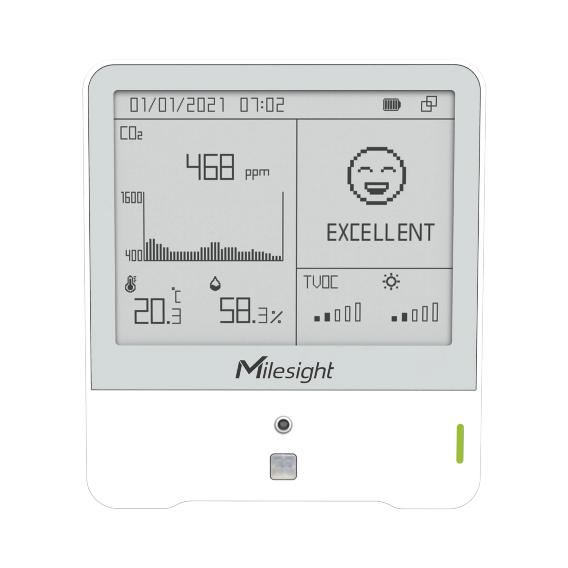 DISPLAY LORAWAN CON SENSOR DE TEMPERATURA, HUMEDAD Y CALIDAD DEL AIRE-LoRa-MILESIGHT-Bsai Seguridad & Controles