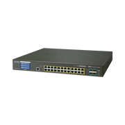 SWITCH ADMINISTRABLE L2+ 24 PUERTOS GIGABIT C/ ULTRA POE, 4 PUERTOS 10G SFP, C/DISPLAY, (600W)-PoE de Largo Alcance-PLANET-Bsai Seguridad & Controles