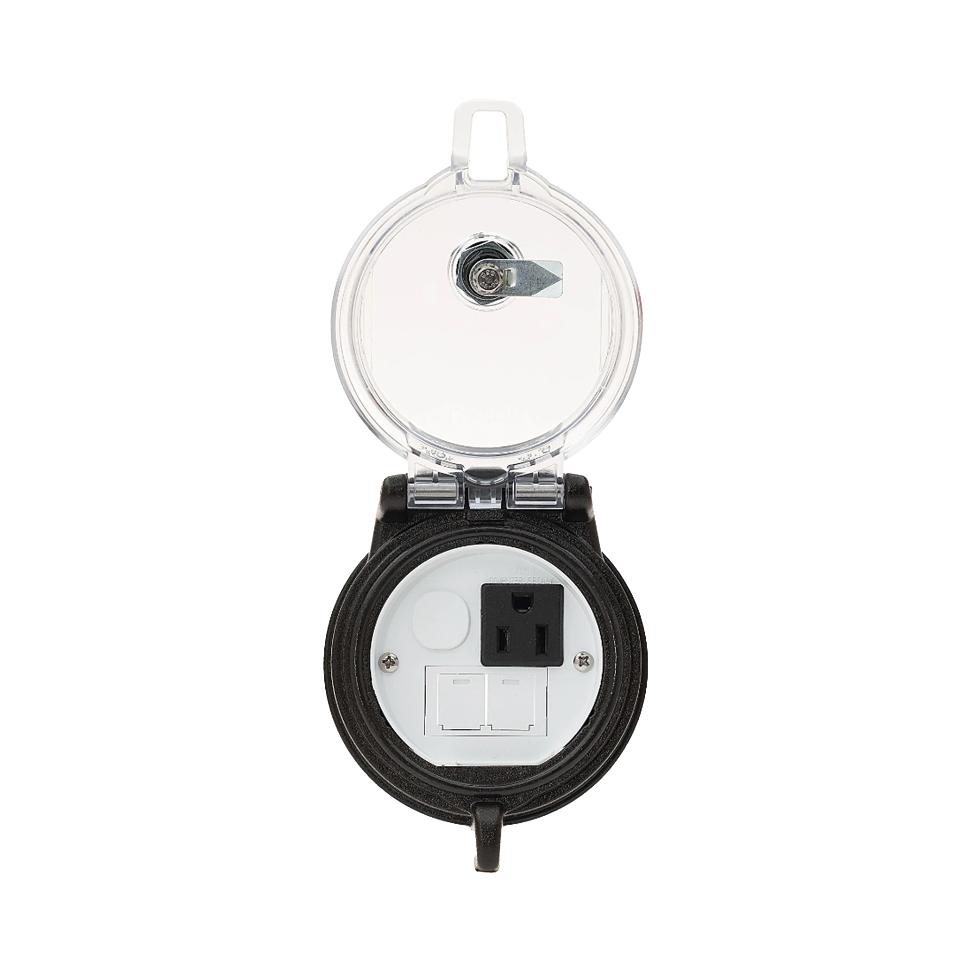 DISPOSITIVO CIRCULAR DE PUERTOS DE ACCESO A DATOS, CON DOS ESPACIOS PARA MÓDULOS MINI-COM Y UN RECEPTÁCULO NEMA 5-15R, PROTECCIÓN IP66, DE 3" DE DIÁMETRO-Racks y Gabinetes-PANDUIT-Bsai Seguridad & Controles