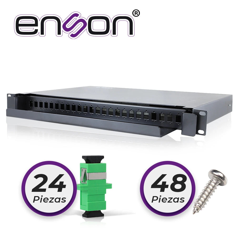 DISTRIBUIDOR DE FIBRA OPTICA ENSON ENS-ODF8002 CONECTORES TIPO SC APC 1 UNIDAD DE RACK USO INTERIOR-GPON-ENSON-Bsai Seguridad & Controles