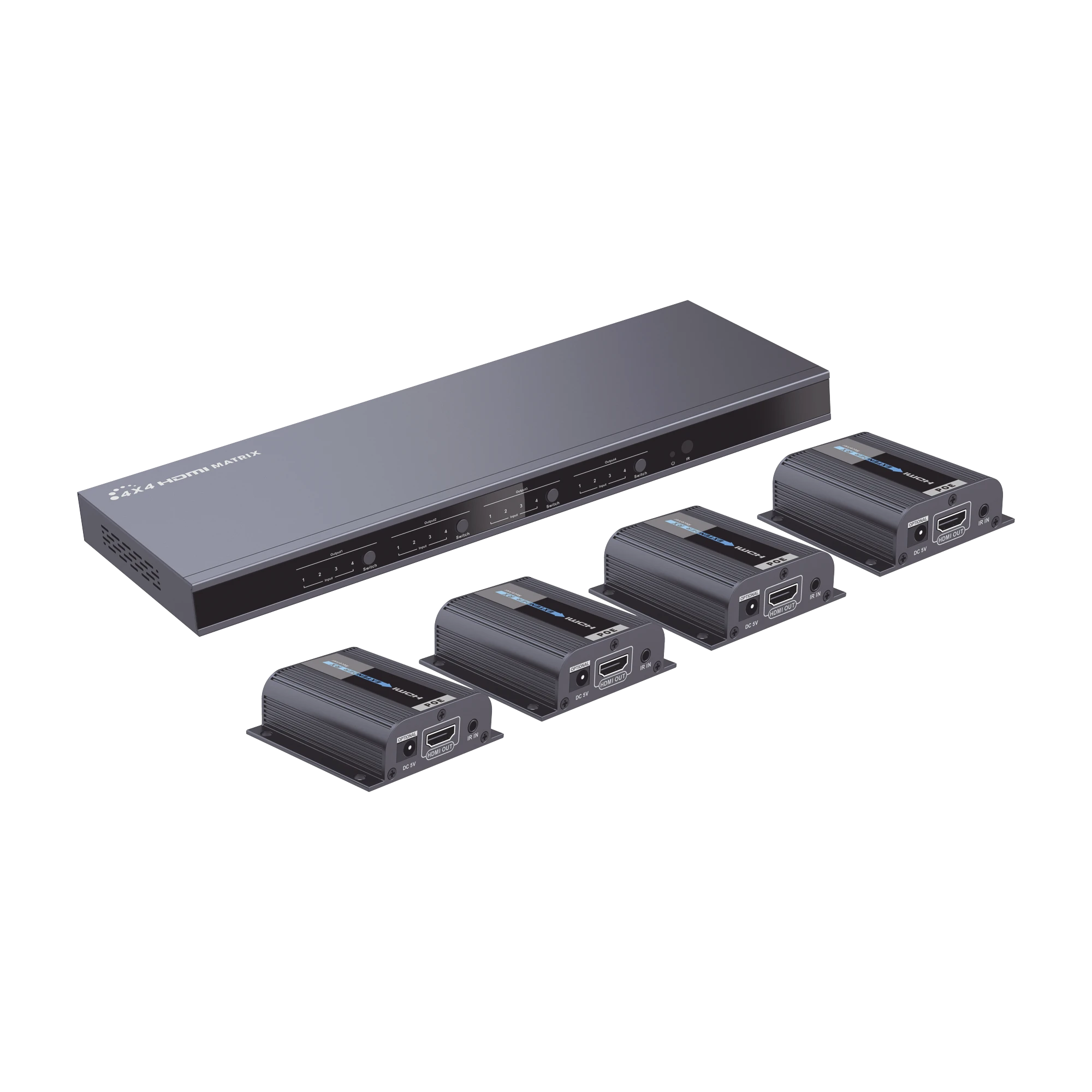 DISTRIBUIDOR DE VIDEO MATRICIAL 4X4 EN RESOLUCIÓN 1080P HASTA 40M-Accesorios Videovigilancia-EPCOM TITANIUM-Bsai Seguridad & Controles