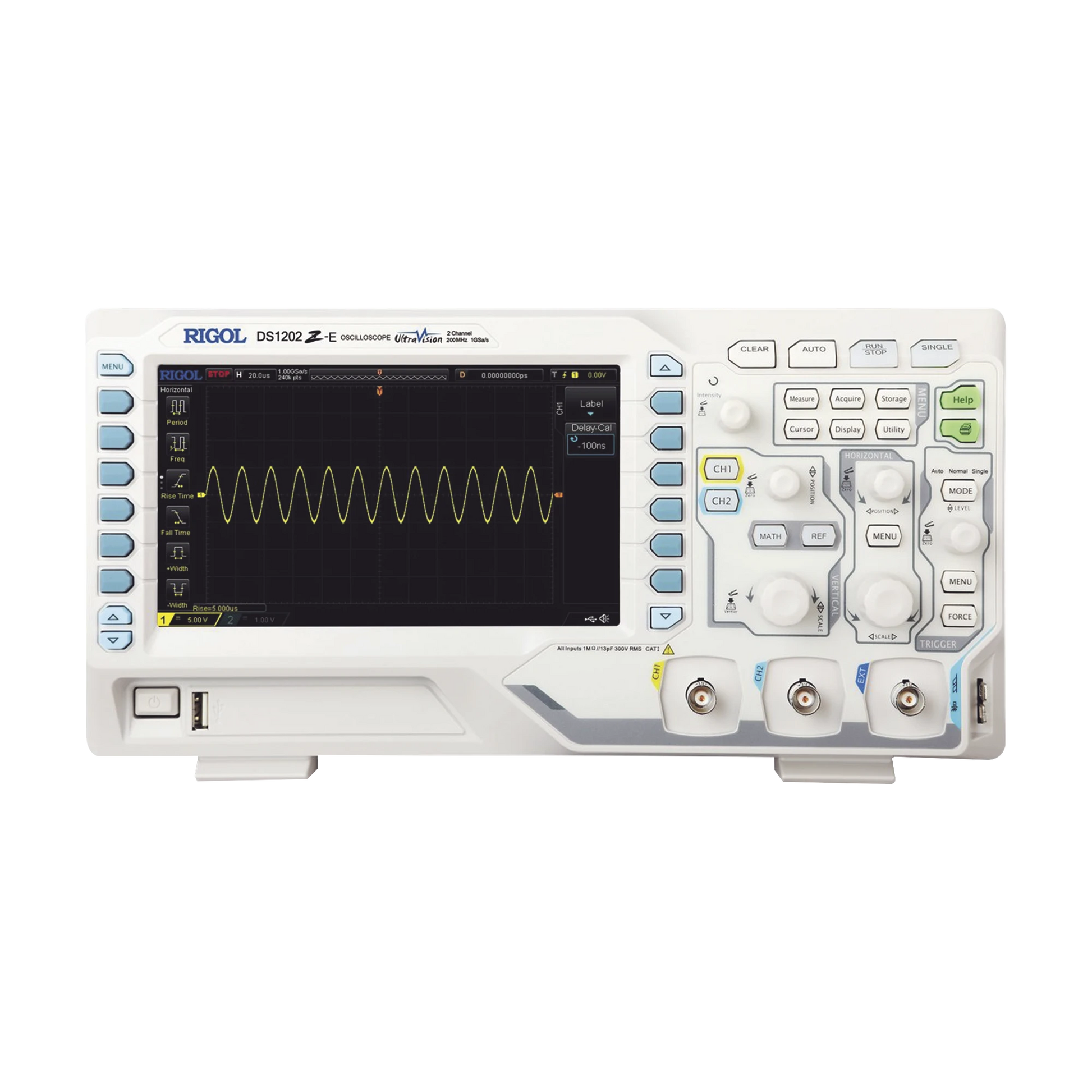 OSCILOSCOPIO DIGITAL RIGOL DE 2 CANALES ANÁLOGOS, 200 MHZ DE ANCHO DE BANDA ANÁLOGA, VEL. DE MUESTREO-TIEMPO REAL DE 1 GS/S, BASE DE TIEMPO (MIN.) DE 2 NS/DIV.-Equipo de Laboratorio-SYSCOM-Bsai Seguridad & Controles