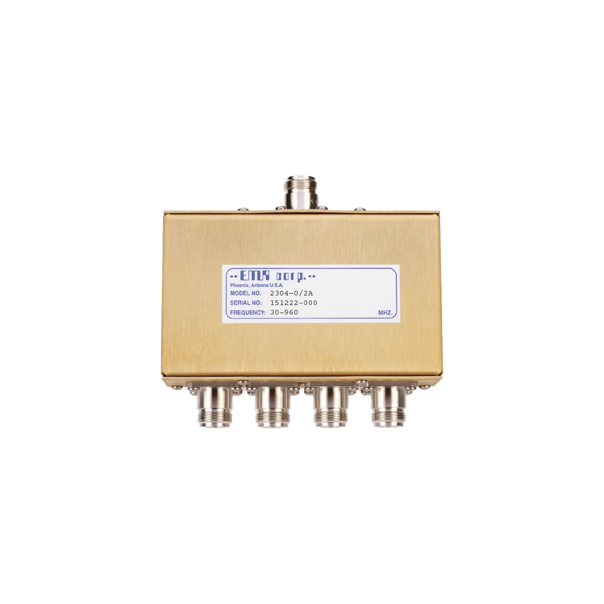 DIVISOR DE POTENCIA EMR DE 4 VÍAS, 30-960 MHZ, 0.5 WATT, CONECTORES N HEMBRA.-Filtros y Sistemas en RF-EMR CORPORATION-Bsai Seguridad & Controles