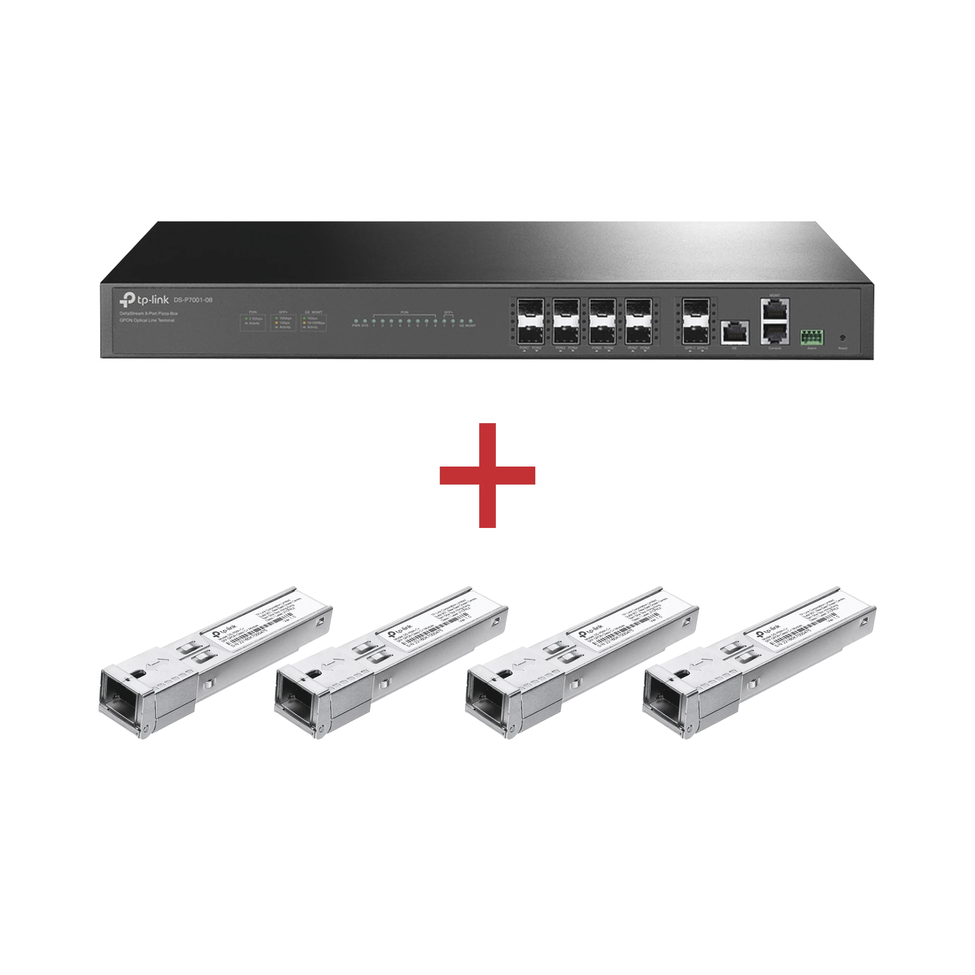 KIT PARA ISP´S / PAQUETE DE 1 OLT 8 PUERTOS PON / DS-P7001-08 + 4 MÓDULOS PON DSP-MAC+ DE REGALO-Redes WiFi-TP-LINK-Bsai Seguridad & Controles