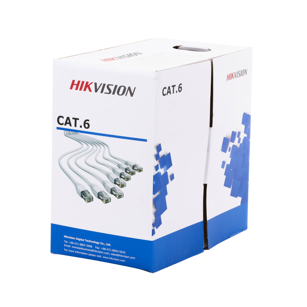BOBINA DE CABLE DE 305 M (1000 FT) CAT 6 / 100% COBRE / COLOR BLANCO / USO EN INTERIOR / PVC-Cables y Conectores-HIKVISION-Bsai Seguridad & Controles