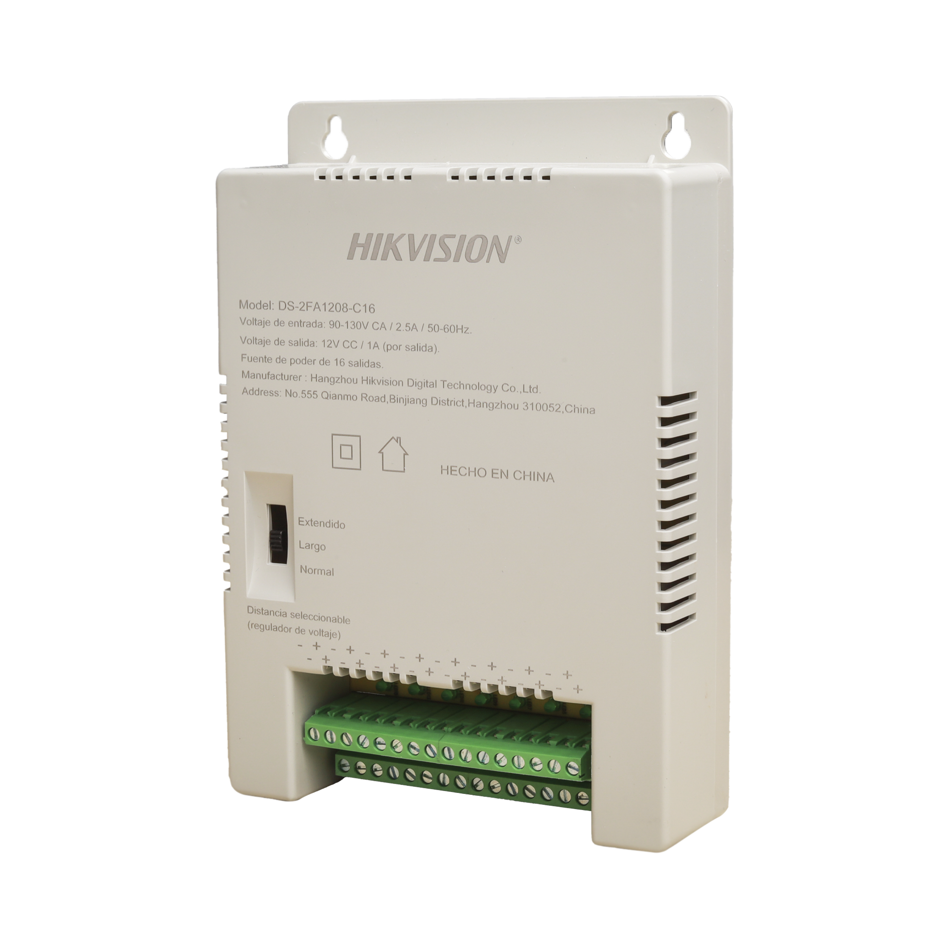 FUENTE DE PODER REGULADA 12 VCC / 13.5 VCC / 15 VCC PARA 16 CÁMARAS / 16 AMP (1 AMP POR SALIDA) / VOLTAJE DE ENTRADA 90 - 130 VCA / SOPORTA 4K / MODO PARA LARGAS DISTANCIAS-Energía-HIKVISION-Bsai Seguridad & Controles