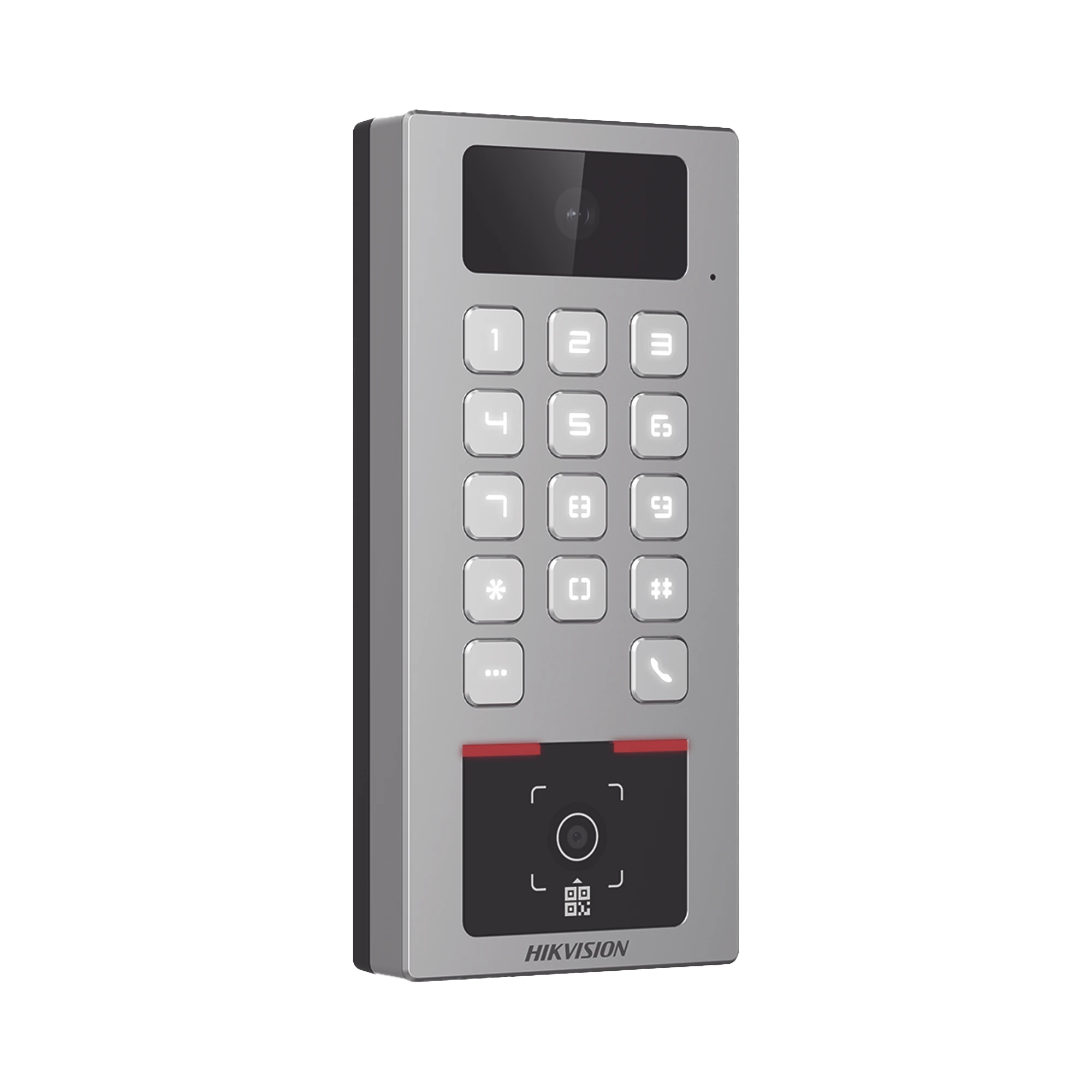 (POE / 2 RELAYS) TECLADO CON LECTOR FÍSICO DE QRS PARA EXTERIOR ANTIVANDÁLICO IP65 & IK09 CON FUNCIÓN DE VIDEOPORTERO MULTIAPARTAMENTO / TARJETA, CÓDIGO QR, PIN O APP HIKCONNECT  / CÁMARA 2 MP COMPATIBLE CON NVRS /