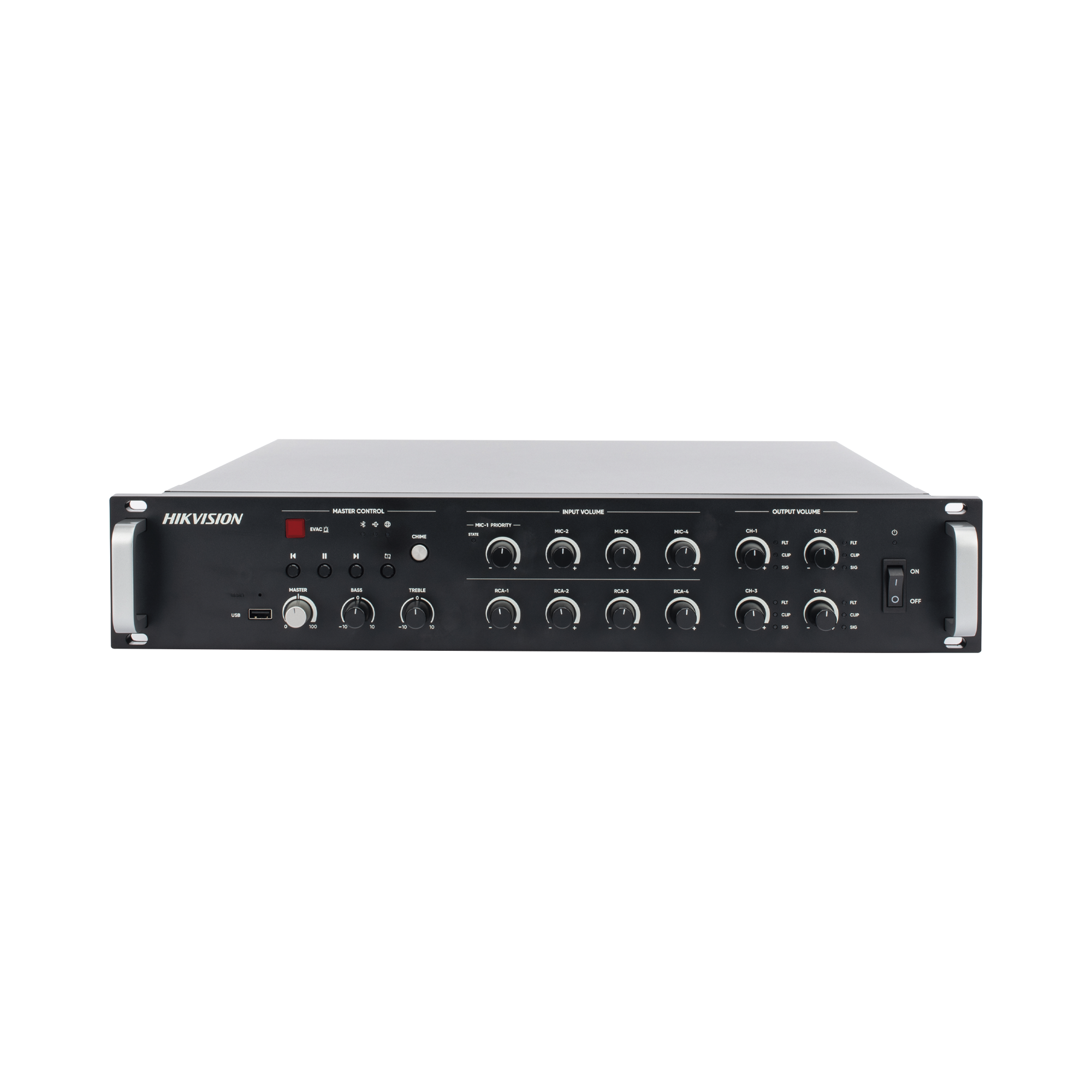 AMPLIFICADOR DE RED |  4 ZONAS DE 250W | 100V/70V | CALENDARIZACIÓN DE EVENTOS | BIBLIOTECA DE MATERIALES DE AUDIO | ENTRADA DE ALARMA | HIK-CONNECT /HIKCENTRAL PROFESIONAL