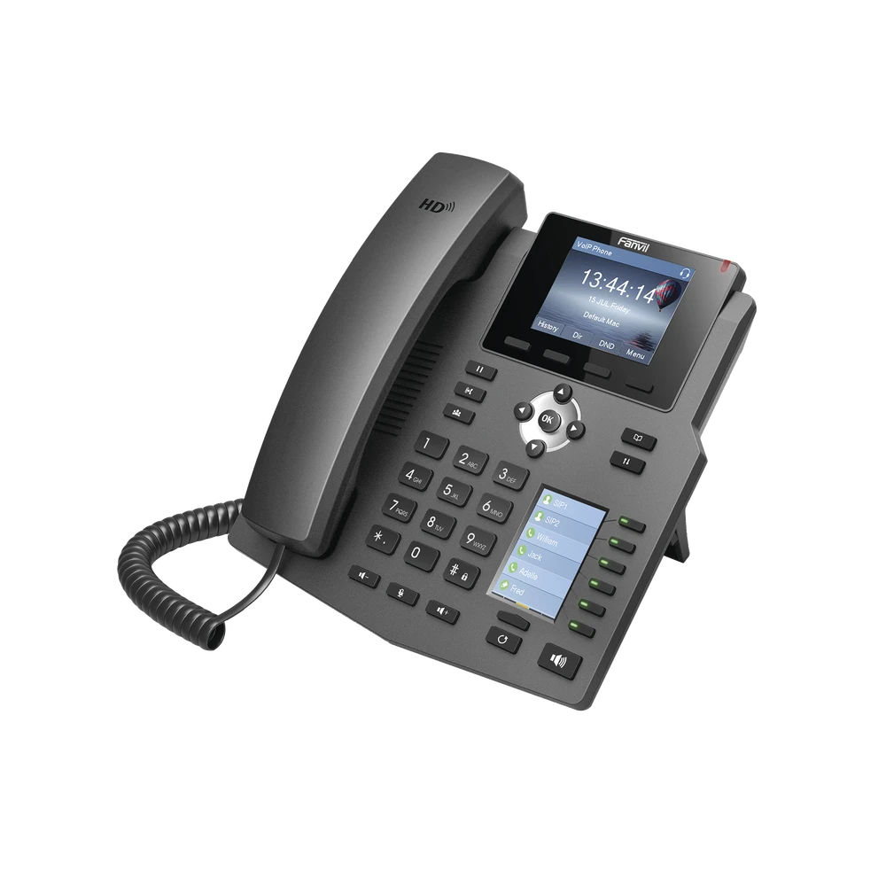 TELÉFONO IP EMPRESARIAL PARA 4 LÍNEAS SIP CON 2 PANTALLAS LCD, 6 TECLAS BLF/DSS, PUERTOS GIGABIT Y CONFERENCIA DE 3 VÍAS, POE-VoIP y Telefonía IP-FANVIL-Bsai Seguridad & Controles