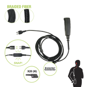 CABLE PARA MICRÓFONO AUDÍFONO SNAP INTERCAMBIABLE CON CONECTOR PARA RADIOS ICOM IC-F3216/4261DS/DT, IC-F52D/62D, IC-F3400/4400DS/DT-Accesorios para ICOM-PRYME-Bsai Seguridad & Controles