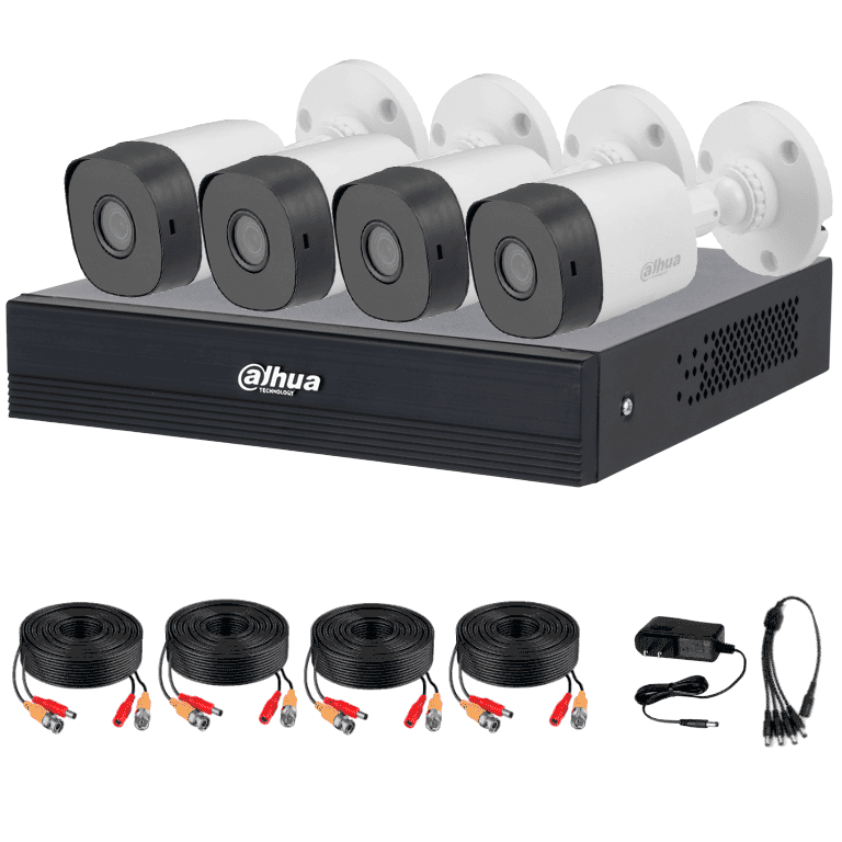 DAHUA DHI-KIT/XVR1B04-I/T/4-B1A11N-0280B - KIT DE 4 CANALES HD/ CÁMARAS B1A11 DE 1 MP/ LENTE DE 2.8MM/ SOPORTA 4 CANALES
