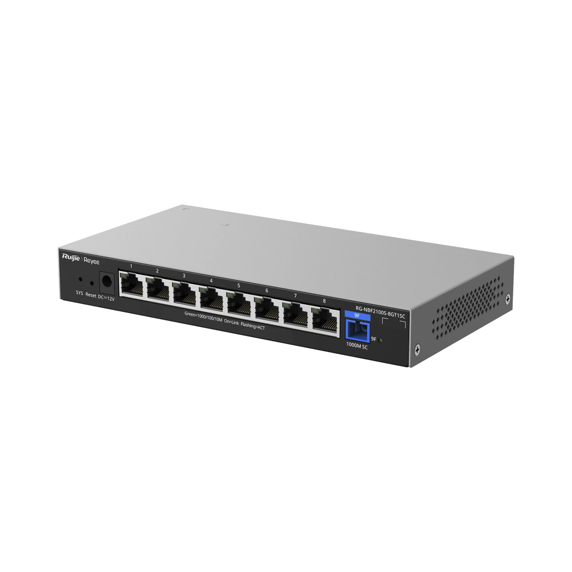 E-LIGHTEN ONU / SWITCH HIBRIDO, CAPA 2 CON UN PUERTO PON 1G Y 8 PUERTOS ETHERNET POE+ 1G HASTA 100 CLIENTES-Networking-RUIJIE-Bsai Seguridad & Controles