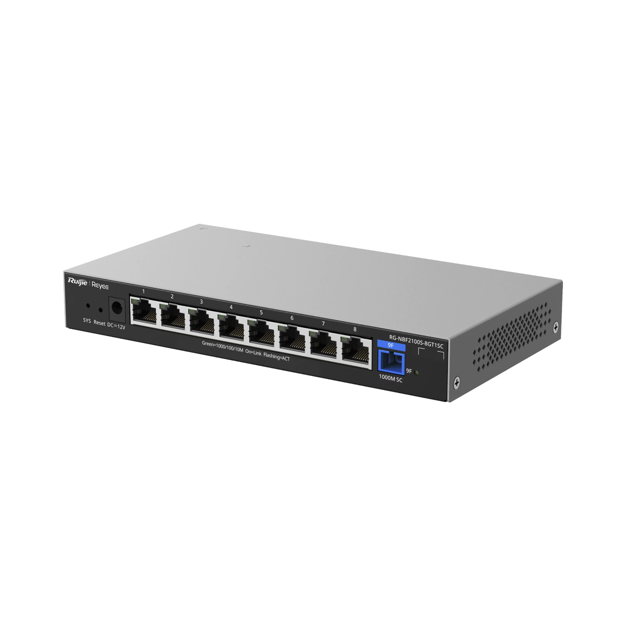 E-LIGHTEN ONU / SWITCH HIBRIDO, CAPA 2 CON UN PUERTO PON 1G Y 8 PUERTOS ETHERNET POE+ 1G HASTA 100 CLIENTES-Networking-RUIJIE-Bsai Seguridad & Controles