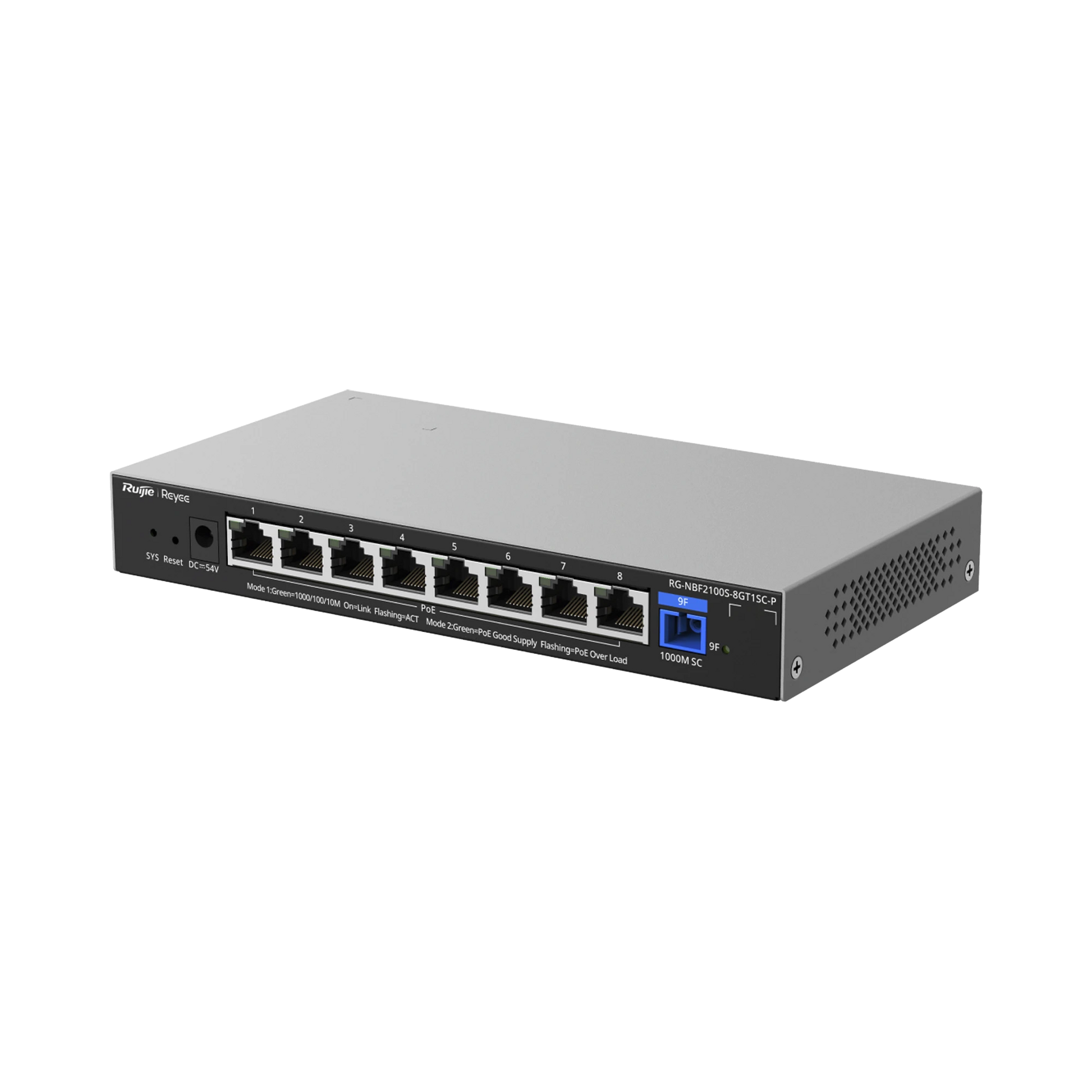 E-LIGHTEN ONU / SWITCH POE+ HIBRIDO, CAPA 2 CON UN PUERTO PON 1G Y 8 PUERTOS ETHERNET POE+ 1G HASTA 120 WATTS Y 100 CLIENTES-Networking-RUIJIE-Bsai Seguridad & Controles