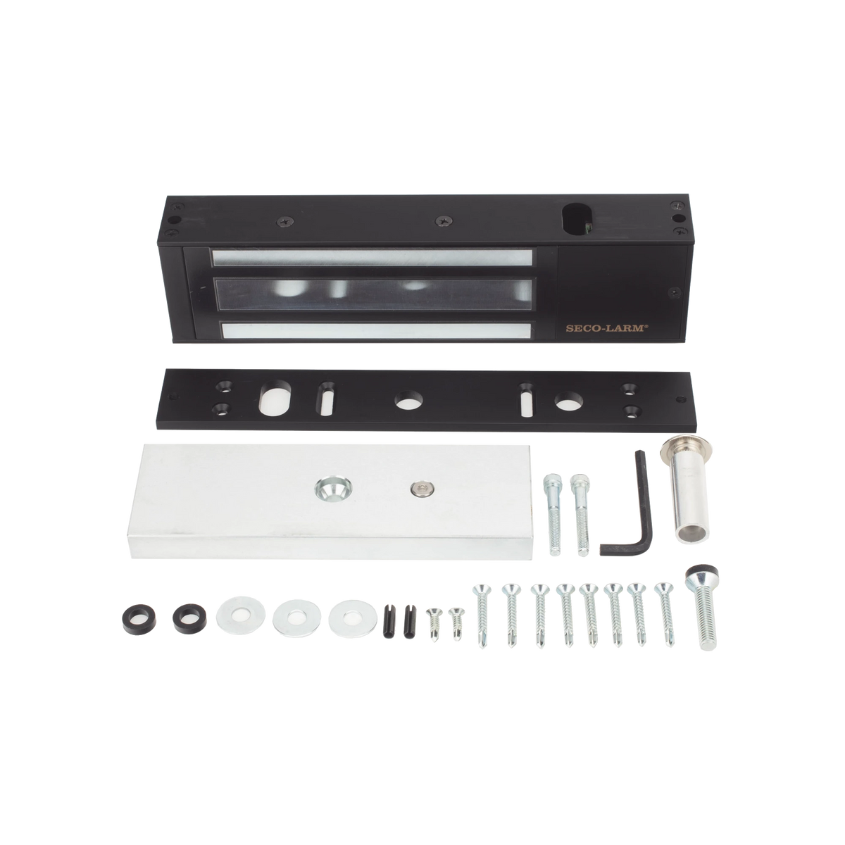 KIT PARA CONTROL DE ACCESO INCLUYE CHAPA MAGNÉTICA DE 1200 LBS COLOR NEGRO / MONTAJE EN "U" PARA PUERTA DE CRISTAL /  USO INTERIOR / CERTIFICACIÓN UL / DISEÑO ELEGANTE