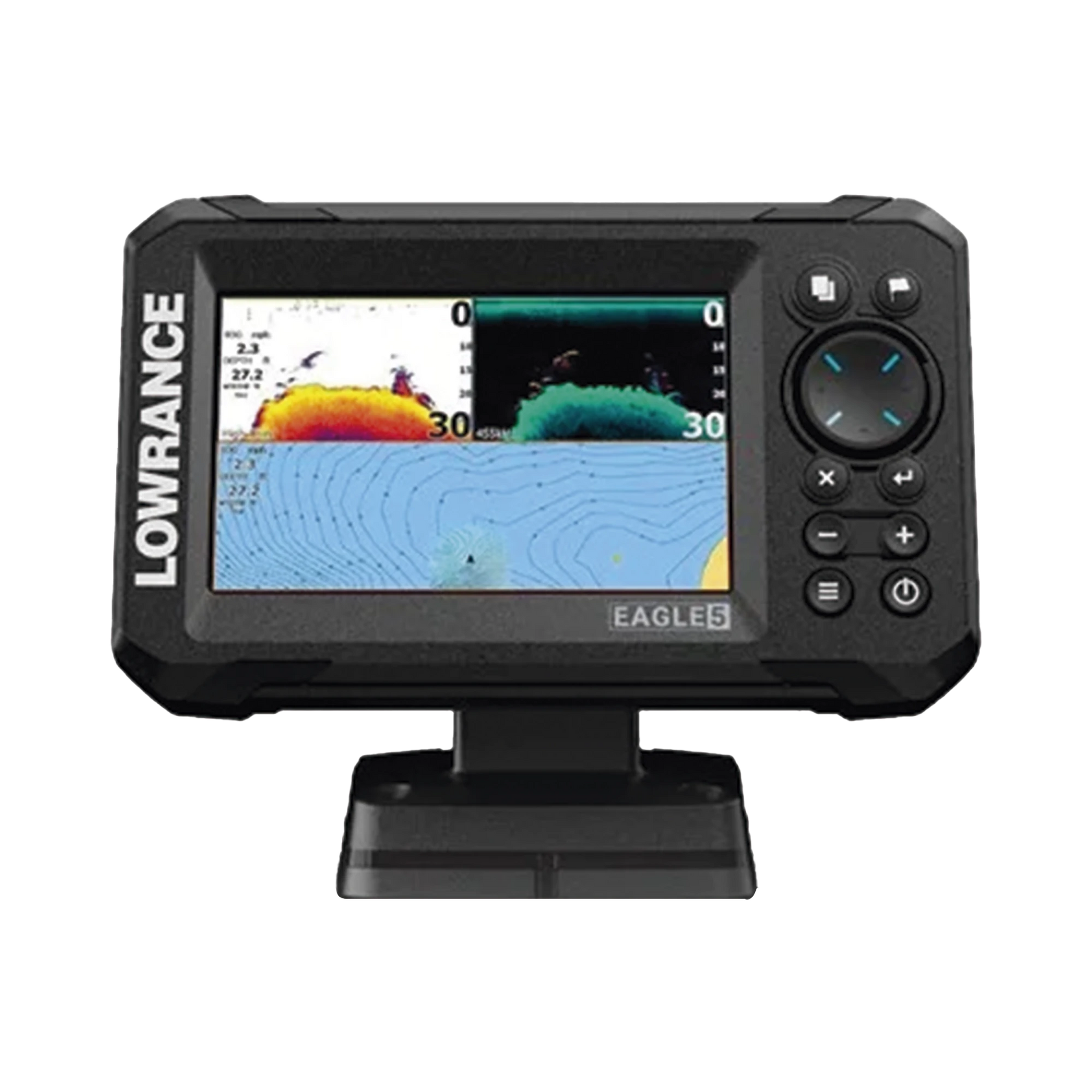EAGLE-5 ECOSONDA EN PANTALLA HORIZONTAL IPS DE 5 PULGADAS, INCLUYE TRANSDUCTOR SKIMMER 50/200 KHZ-Soluciones Marinas-LOWRANCE-000-16310-001-Bsai Seguridad & Controles