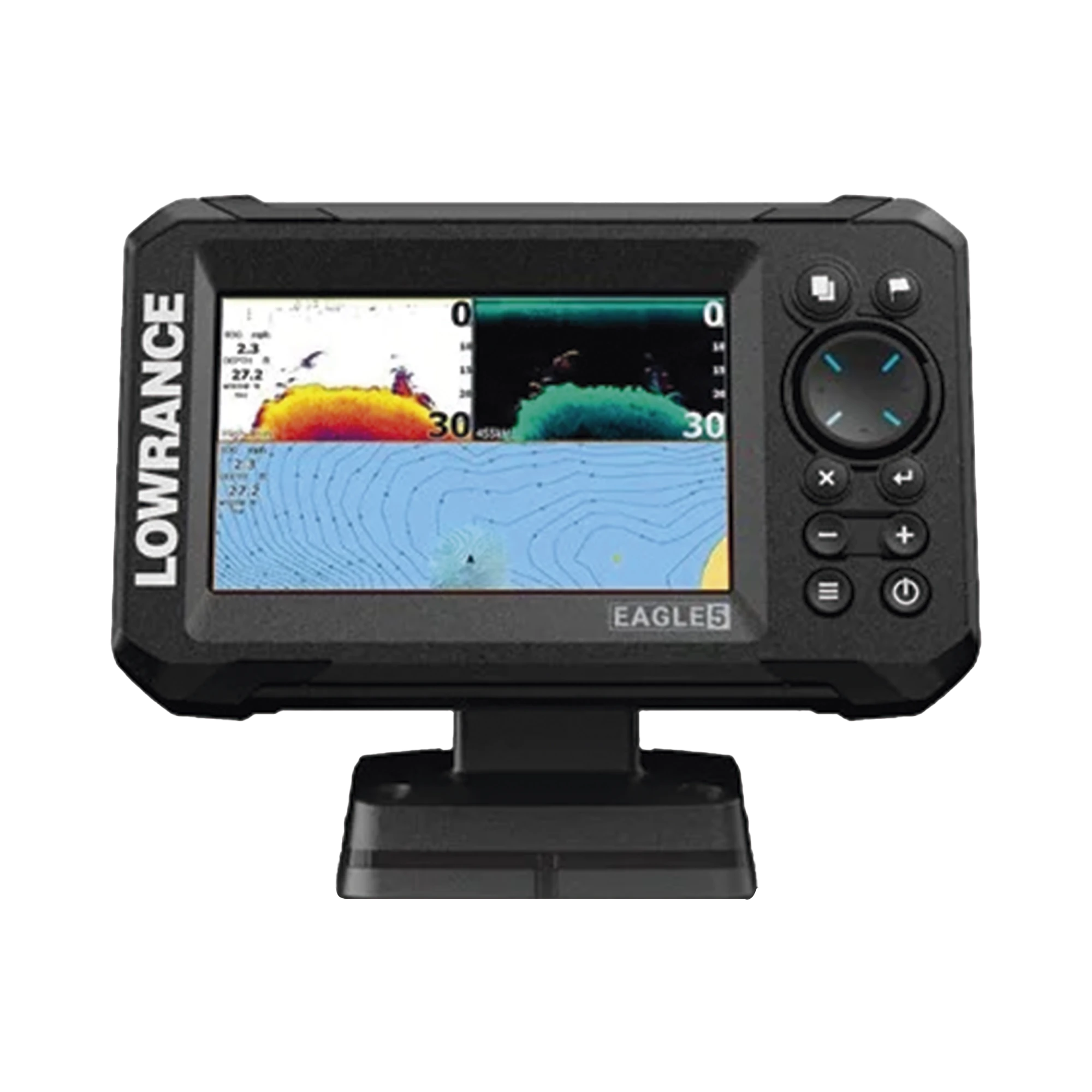 EAGLE-5 ECOSONDA EN PANTALLA HORIZONTAL IPS DE 5 PULGADAS, INCLUYE TRANSDUCTOR SKIMMER 50/200 KHZ-Soluciones Marinas-LOWRANCE-000-16310-001-Bsai Seguridad & Controles