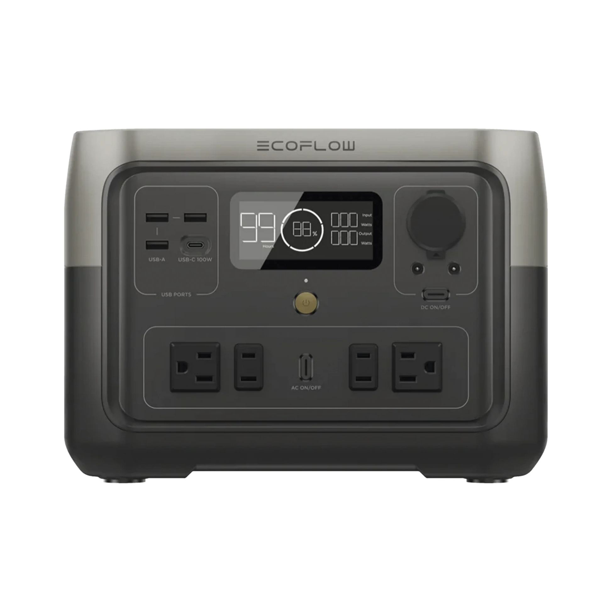 ECOFLOW RIVER 2 MAX | ESTACIÓN DE ENERGÍA PORTÁTIL 512WH LITIO LFP / 4 AC 500 W (MAX. 1000W) / 1 USB-C 100W / 3 USB -A 12W / CARGADOR DE COCHE 8A A 12 O 24V / CONECTIVIDAD WIFI Y BLUETOOTH (APP) / CARGA SOLAR 220W MAX.-Respaldo de Energía-ECOFLOW-Bsai Seguridad & Controles