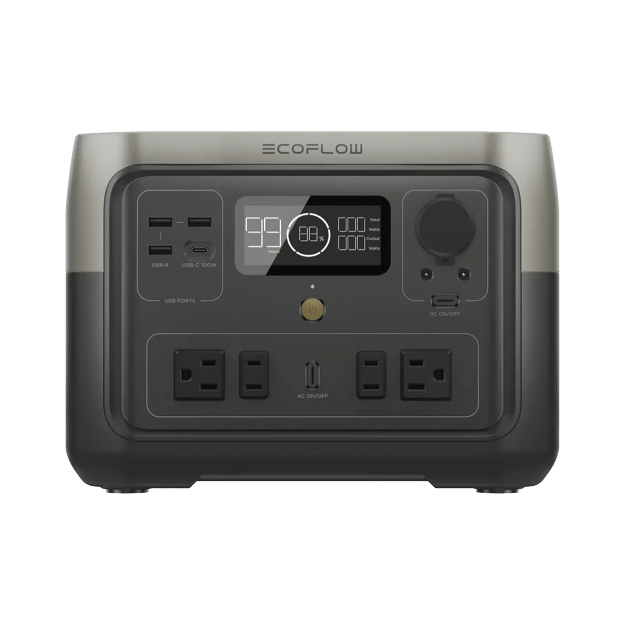 ECOFLOW RIVER 2 MAX | ESTACIÓN DE ENERGÍA PORTÁTIL 512WH LITIO LFP / 4 AC 500 W (MAX. 1000W) / 1 USB-C 100W / 3 USB -A 12W / CARGADOR DE COCHE 8A A 12 O 24V / CONECTIVIDAD WIFI Y BLUETOOTH (APP) / CARGA SOLAR 220W MAX.-Respaldo de Energía-ECOFLOW-Bsai Seguridad & Controles