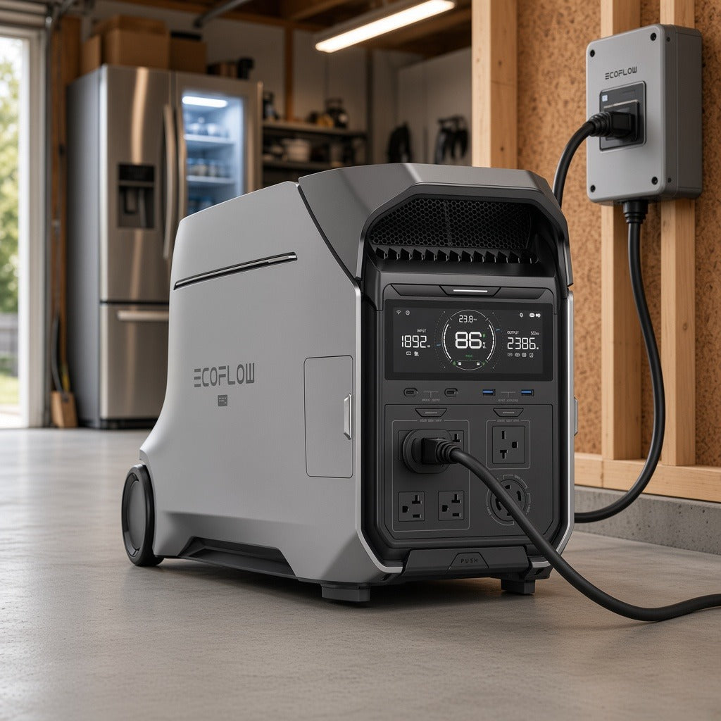 ESTACIÓN DE ENERGÍA PORTÁTIL / 3600 WH LFP / 5 SALIDAS AC 3600 W (7200 W PICO) / 2 USB-C 100 W / CARGA SOLAR 1600 W / WI-FI Y BLUETOOTH [EFD521] instalado