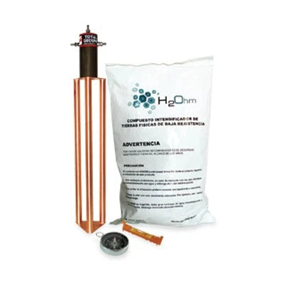 ELECTRODO PARA CORRIENTE MÁXIMA DE 45 AMP. CON FILTRO Y COMPUESTO H2OHM-Tierra Física y Pararrayos-TOTAL GROUND-Bsai Seguridad & Controles
