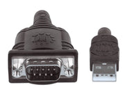MANHATTAN 205146 - CONVERTIDOR USB A SERIAL RS232/COM/DB9 / CHIP PROLIFIC PL-2303 / CALIBRE 24AWG / 45 CM / EMPAQUE TIPO BLÍSTER-Accesorios y Cables USB-MANHATTAN-Bsai Seguridad & Controles