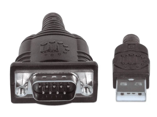 MANHATTAN 205146 - CONVERTIDOR USB A SERIAL RS232/COM/DB9 / CHIP PROLIFIC PL-2303 / CALIBRE 24AWG / 45 CM / EMPAQUE TIPO BLÍSTER-Accesorios y Cables USB-MANHATTAN-Bsai Seguridad & Controles