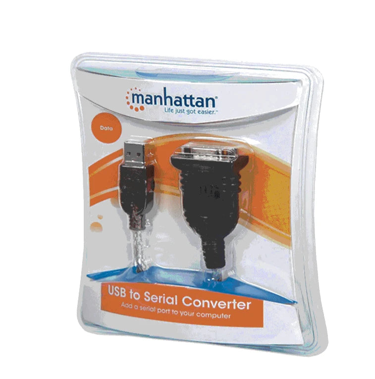 MANHATTAN 205146 - CONVERTIDOR USB A SERIAL RS232/COM/DB9 / CHIP PROLIFIC PL-2303 / CALIBRE 24AWG / 45 CM / EMPAQUE TIPO BLÍSTER-Accesorios y Cables USB-MANHATTAN-Bsai Seguridad & Controles