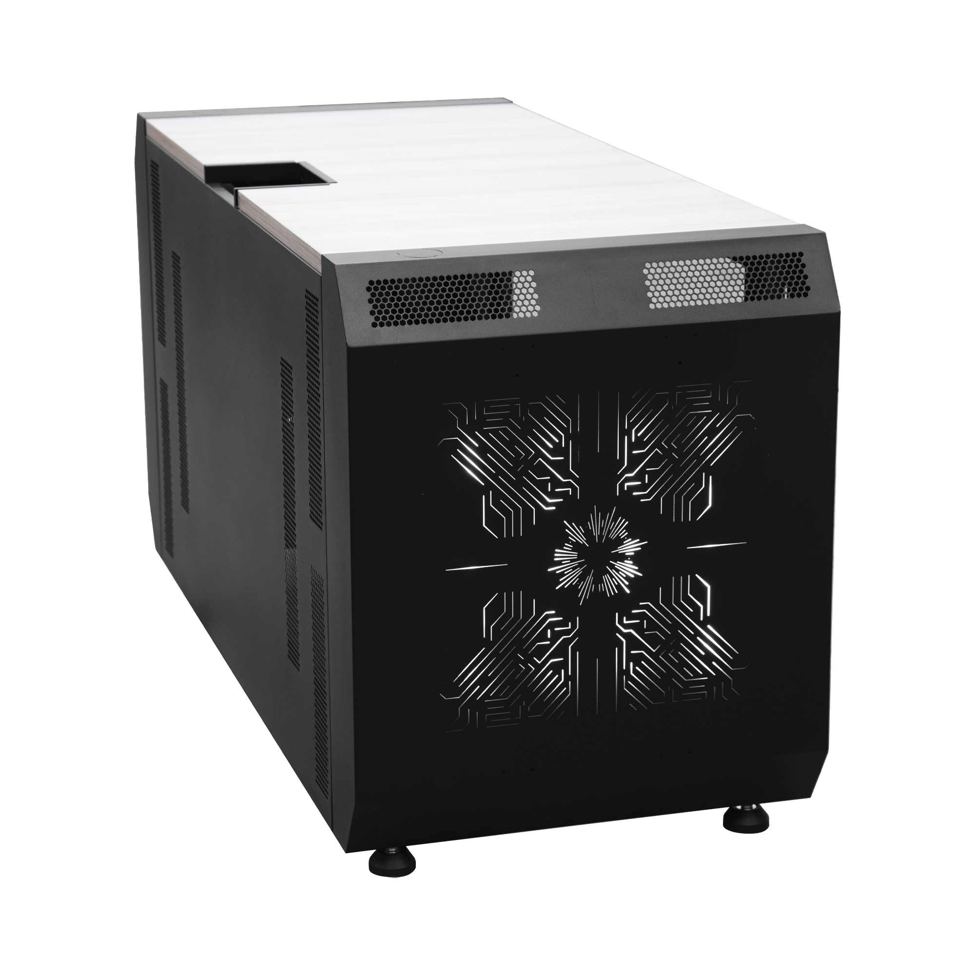 CONSOLA PROFESIONAL PARA MONITOREO O COMPUTO | RANURA PARA BASE DE MONITORES | MICROPERFORACIONES | LUCES LED DECORATIVAS | TOMACORRIENTE HTCM1U10C | TAPAS ORGANIZADORAS DE CABLES | NIVELADORES | RACK PARA MONTAJE DE EQUIPOS | RANURA PASACA