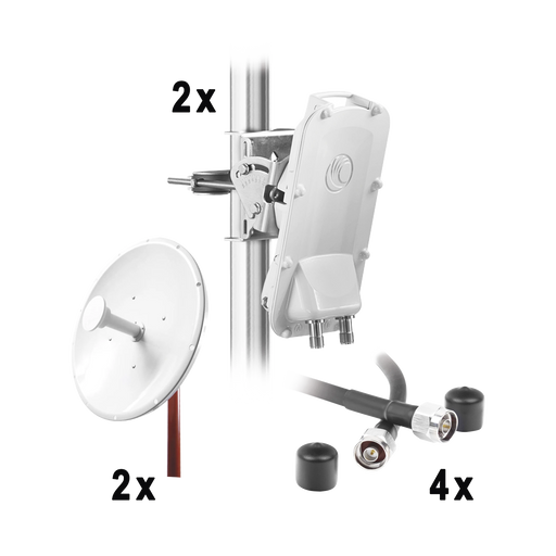 ENLACE BACKHAUL COMPLETO DE ALTA CAPACIDAD, INCLUYE: 2X PTP550CE, 2X NPTR3 (37 DBI), 4X JUMPERS-Enlaces PtP y PtMP-CAMBIUM NETWORKS-Bsai Seguridad & Controles
