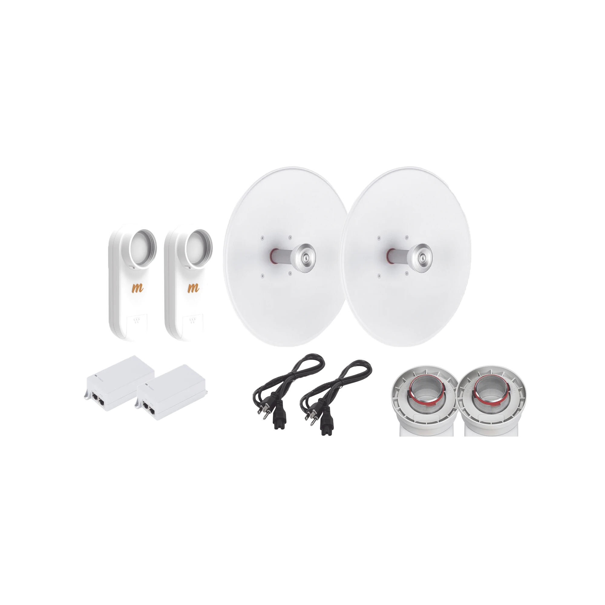 ENLACE COMPLETO DE 2 RADIOS C5X CON ANTENAS UD-TP-27 (27 DBI), RANGO DE FRECUENCIA EXTENDIDA (5.1 A 6.4 GHZ), INCLUYE INYECTOR POE Y CABLE DE ALIMENTACIÓN Y ADAPTADOR PARA LA ANTENA-Enlaces PtP y PtMP-RF ELEMENTS-Bsai Seguridad & Controles