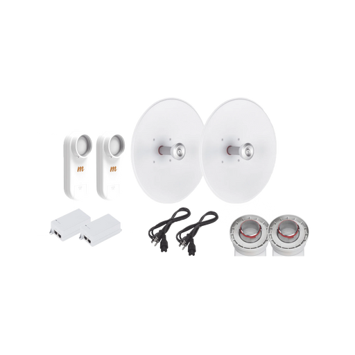 ENLACE COMPLETO DE 2 RADIOS C5X CON ANTENAS UD-TP-27 (27 DBI), RANGO DE FRECUENCIA EXTENDIDA (5.1 A 6.4 GHZ), INCLUYE INYECTOR POE Y CABLE DE ALIMENTACIÓN Y ADAPTADOR PARA LA ANTENA-Enlaces PtP y PtMP-RF ELEMENTS-Bsai Seguridad & Controles