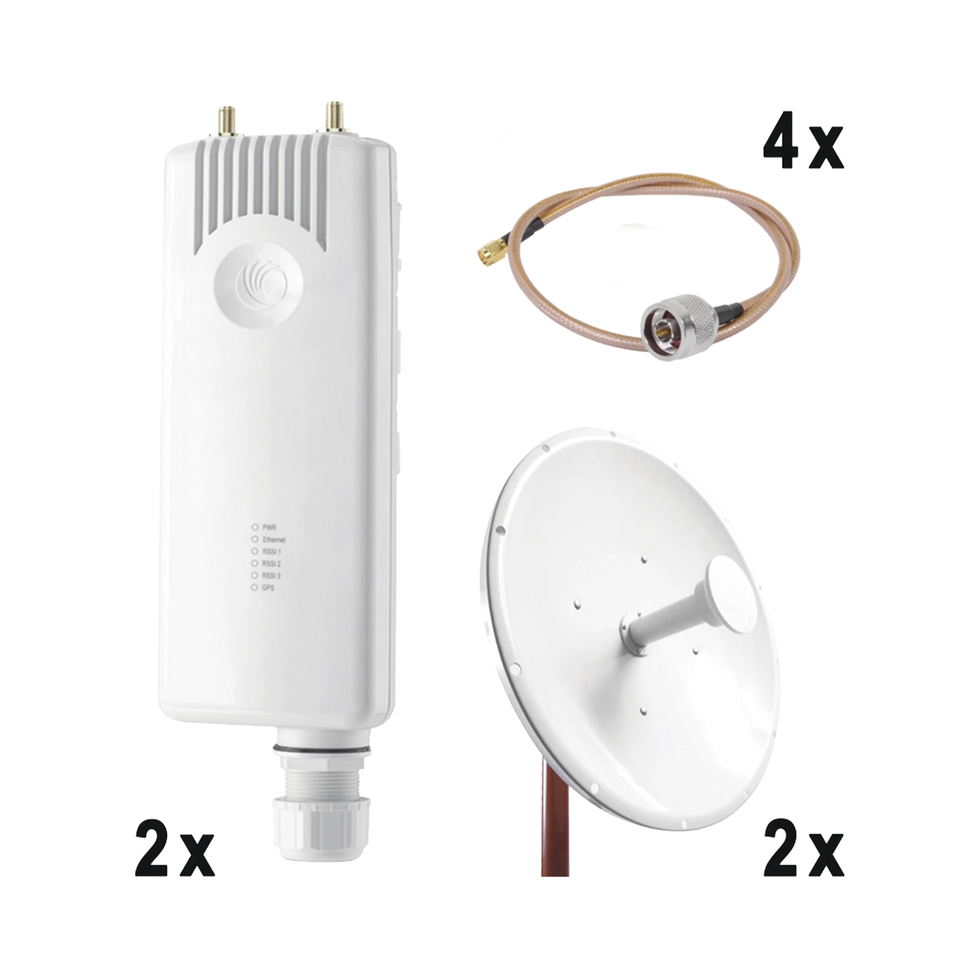 ENLACE COMPLETO PUNTO A PUNTO PARA SERVICIOS TRIPLEPLAY, INCLUYE: 2X FORCE300CSM, 2X NP1GEN2 (30 DBI), 4X JUMPER-Enlaces de Backhaul-CAMBIUM NETWORKS-Bsai Seguridad & Controles