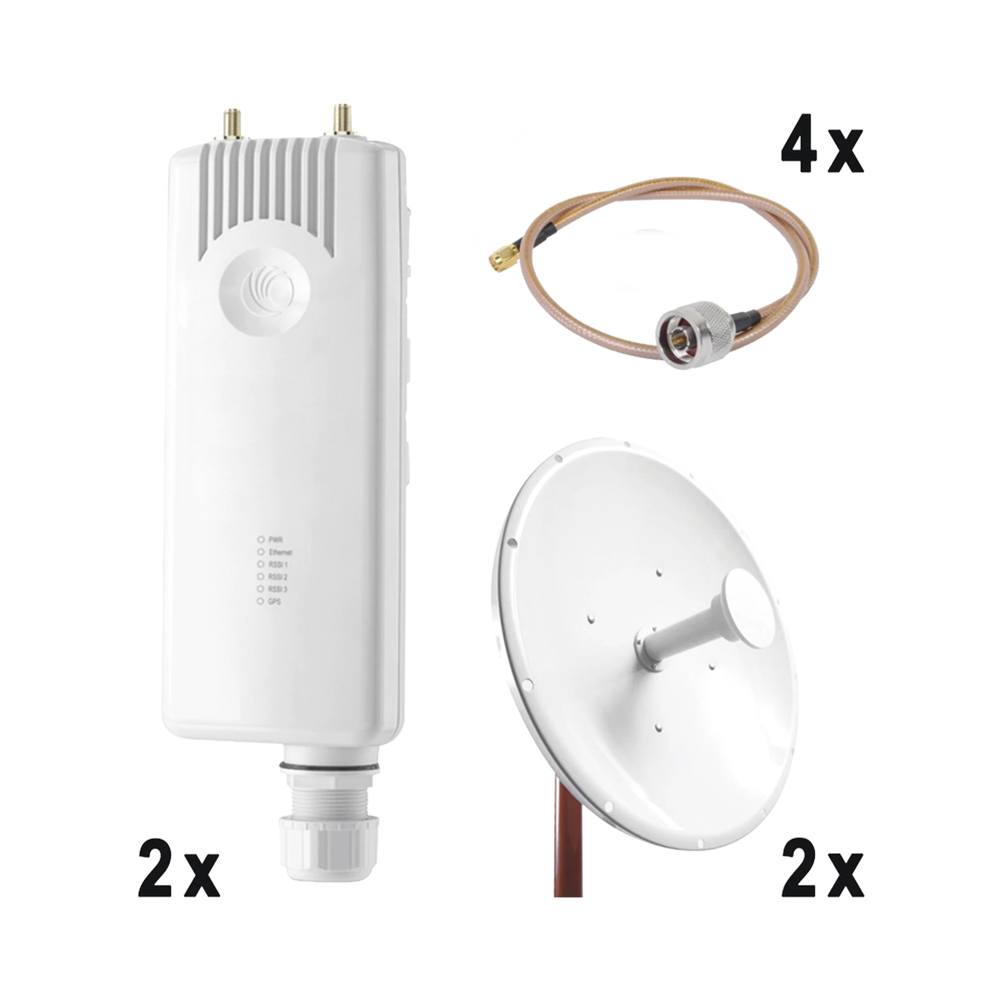 ENLACE COMPLETO PUNTO A PUNTO PARA SERVICIOS TRIPLEPLAY, INCLUYE: 2X FORCE300CSM, 2X NP1GEN2 (30 DBI), 4X JUMPER-Enlaces de Backhaul-CAMBIUM NETWORKS-Bsai Seguridad & Controles