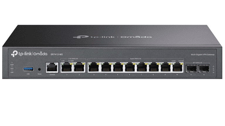 TP-LINK ER7412-M2 - ROUTER VPN OMADA MULTI-GIGABIT , 2 PUERTOS WAN/LAN A 2.5G , 10 PUERTOS GIGABIT WAN/LAN (2× SFP, 8× RJ45) , BALANCEO DE CARGA HASTA 11 PUERTOS WAN , GESTIÓN CENTRALIZADA EN LA NUBE A TRAVÉS DE LA WEB O DE LA APLICACIÓN OMADA.-Ruteadores / Firewalls / Balanceadores de carga-TP-LINK-Bsai Seguridad & Controles