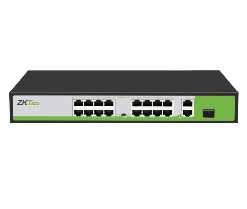 ZKTECO PE162200C - SWITCH DE 16 PUERTOS FAST ETHERNET POE AF - AT / 2 PUERTOS RJ45 10/100/1000M + 1 PUERTO SFP 1G / POE+ HASTA 30W POR PUERTO / SOPORTA HASTA 250 MTS SOBRE UTP CAT 6 / AUTOADAPTACIÓN MDI - MDIX / PROTECCIÓN CONTRA DESCARGAS / #ESM2024-Switches POE-ZKTECO-Bsai Seguridad & Controles