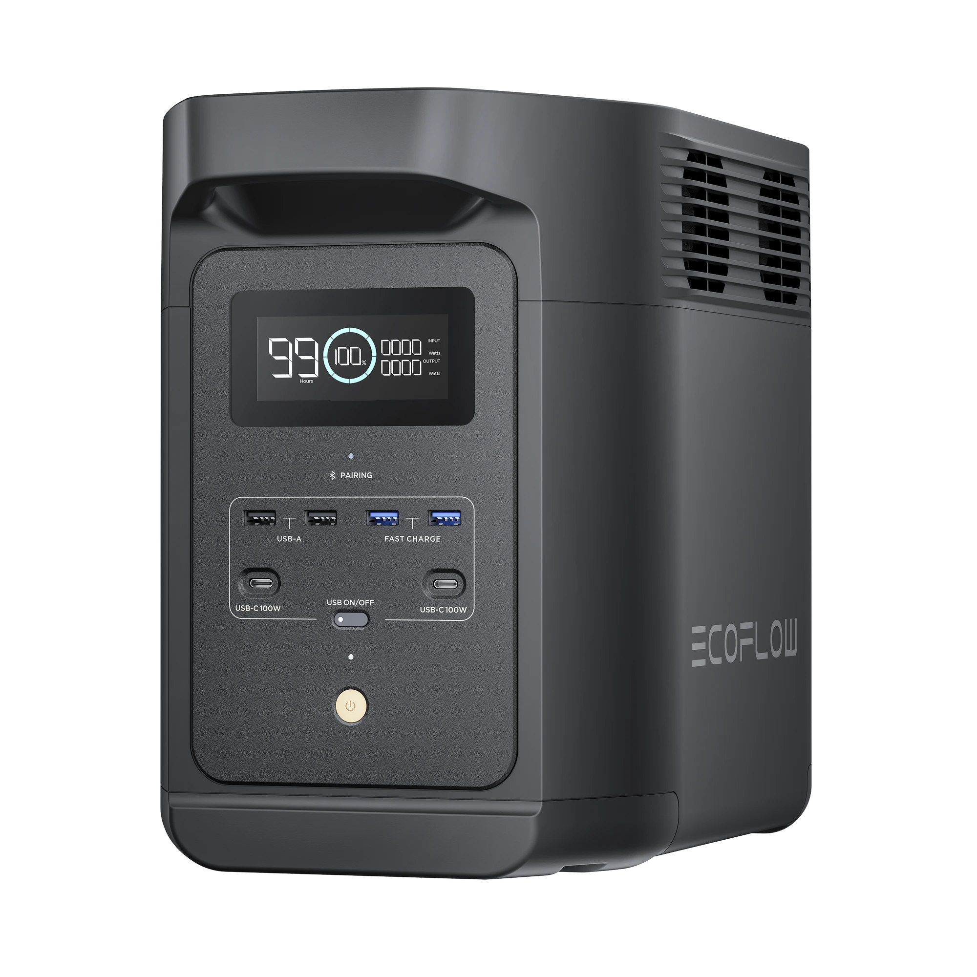 ESTACIÓN DE ENERGÍA PORTÁTIL DE 980WH LITIO LFP / 10 PUERTOS AC 500 W (MAX. 1000W) / 2 USB-C 100W / CARGADOR DE COCHE 10A A 12.6V / CONECTIVIDAD WIFI Y BLUETOOTH (APP) / CARGA SOLAR 500W MAX.-Respaldo de Energía-ECOFLOW-Bsai Seguridad & Controles