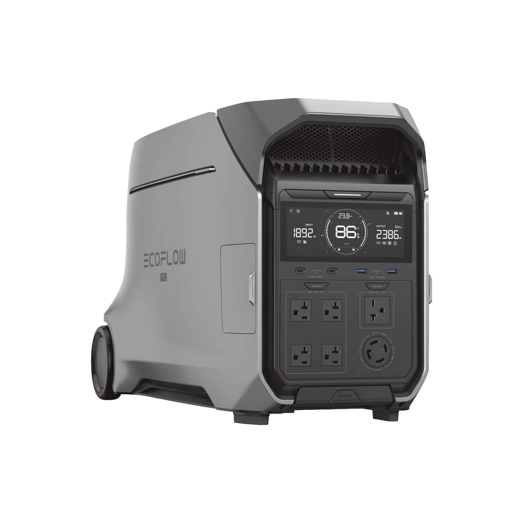 ESTACIÓN DE ENERGÍA PORTÁTIL DELTA PRO 4096WH LITIO LFP / 5 AC 4000W (8000W PICO) / 2 USB-C 100W / CAPACIDAD PARA AUMENTAR RESPALDO / CARGADOR DE COCHE 10A A 12.6V / CONECTIVIDAD WIFI Y BLUETOOTH (APP) / CARGA SOLAR 2600W MAX. (2 PUER-Respaldo de Energía-ECOFLOW-Bsai Seguridad & Controles