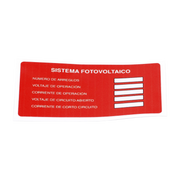 ETIQUETA DE SISTEMA FOTOVOLTAICO/ PAQUETE CON 20-SYSCOM-PVLSYSTEMPV/20-Bsai Seguridad & Controles