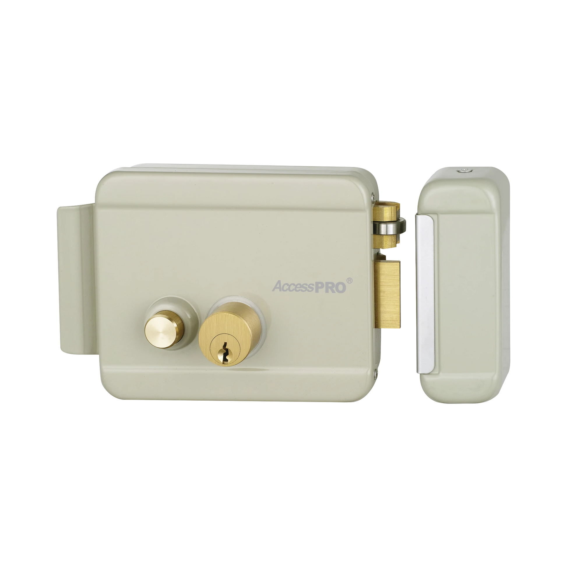 CERRADURA ELÉCTRICA CON BOTÓN DE SALIDA/ INCLUYE LLAVE / EXTERIOR-Cerraduras-ACCESSPRO-Bsai Seguridad & Controles