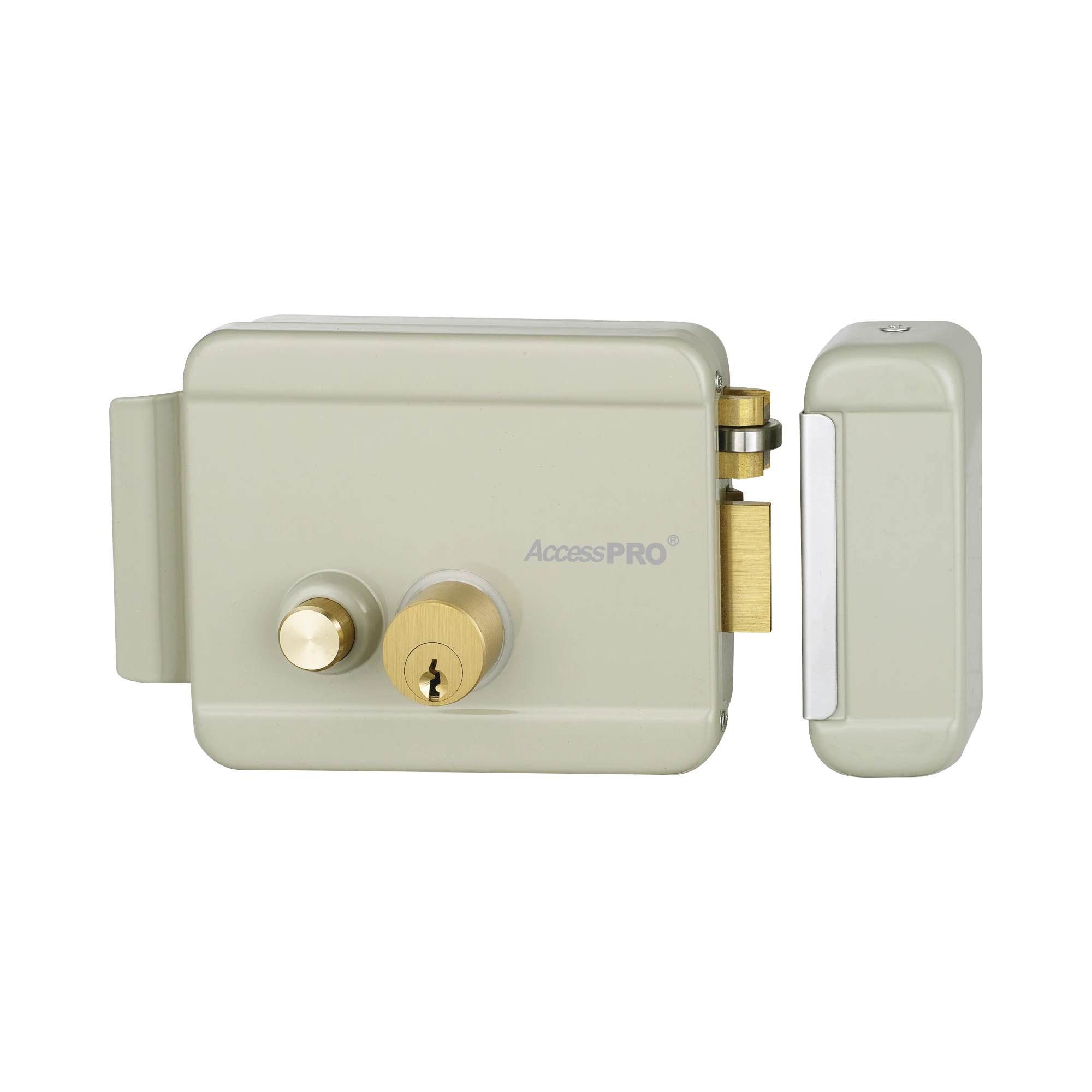 CERRADURA ELÉCTRICA CON BOTÓN DE SALIDA/ INCLUYE LLAVE / EXTERIOR-Cerraduras-ACCESSPRO-Bsai Seguridad & Controles