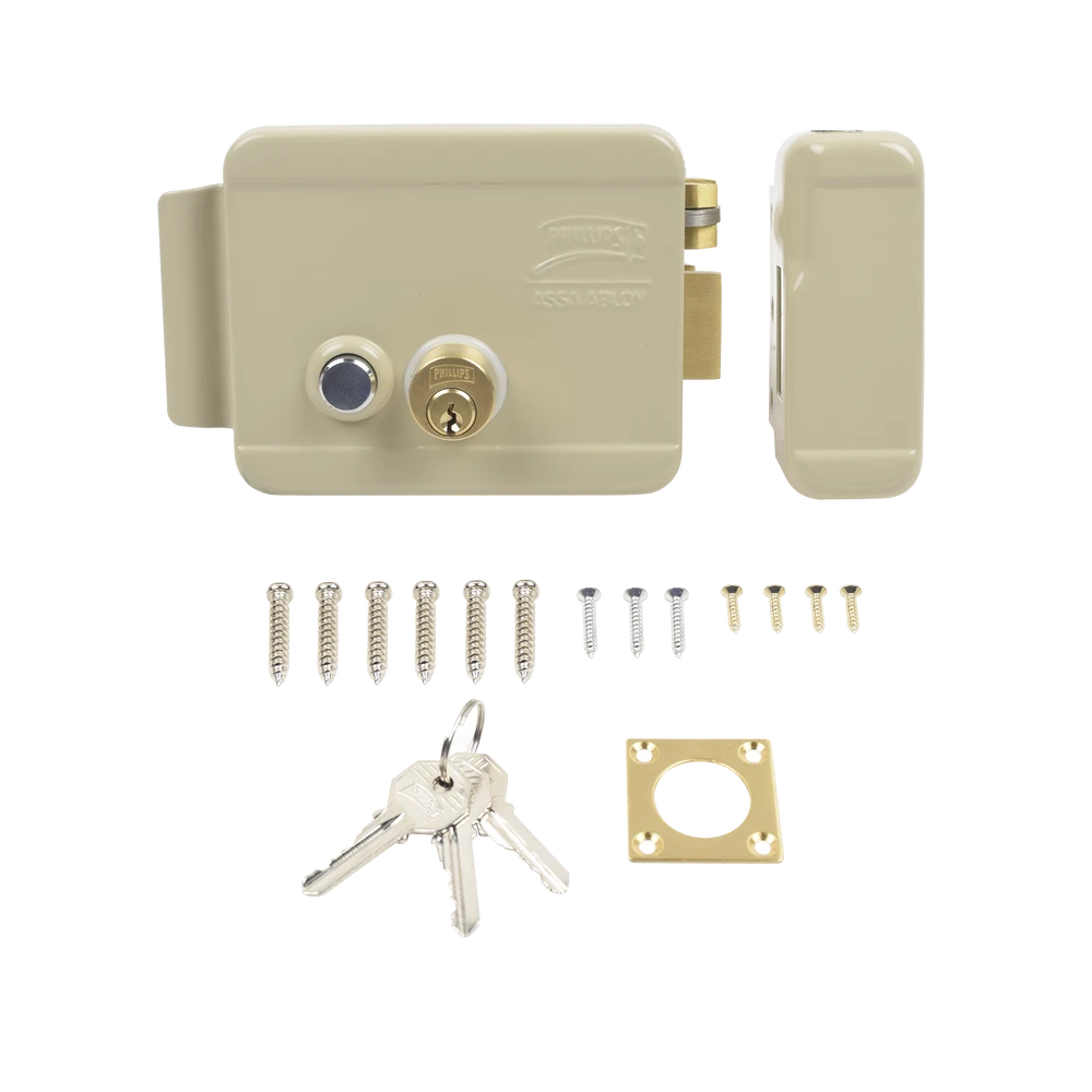 CERRADURA ELÉCTRICA / INCLUYE LLAVE / DERECHA/ CON BOTÓN INTEGRADO /EXTERIOR-Cerraduras-ASSA ABLOY-Bsai Seguridad & Controles